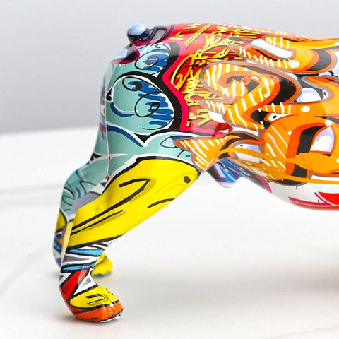 English Bulldog Graffiti Painted Statue