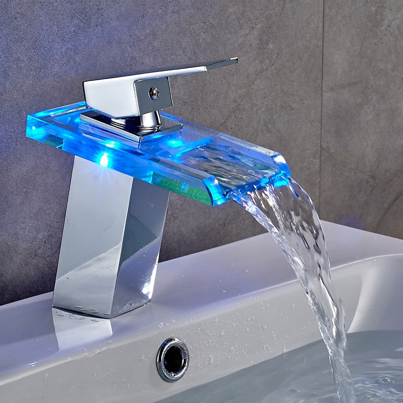 LED Waterfall Bathroom Faucet