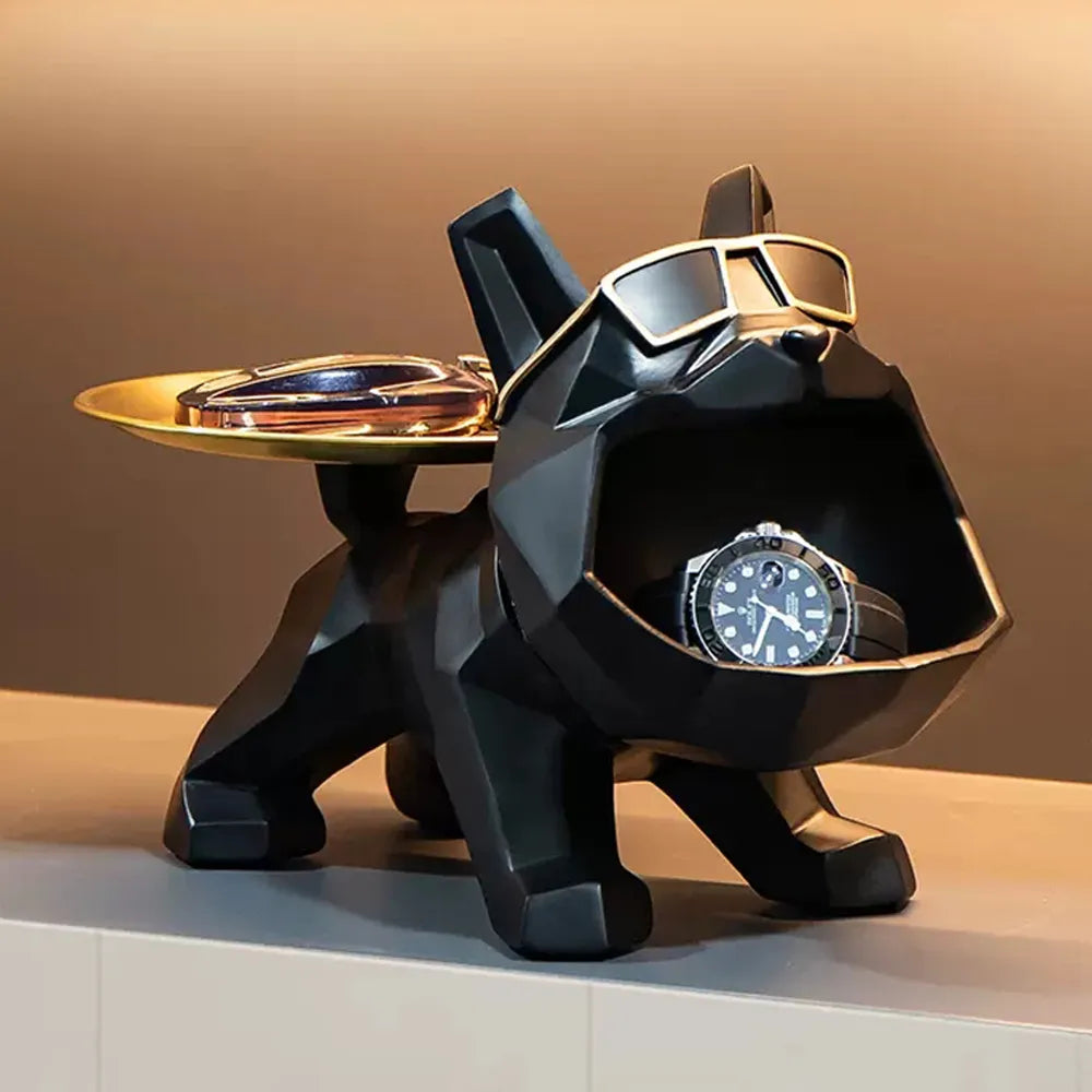 Geometric Bulldog Storage Bin And Tray