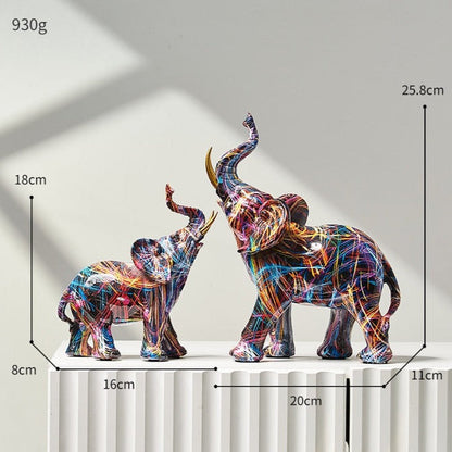 Elephant Nordic Painted Statue