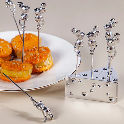 Stainless Steel Fruit And Cheese Picks With Base