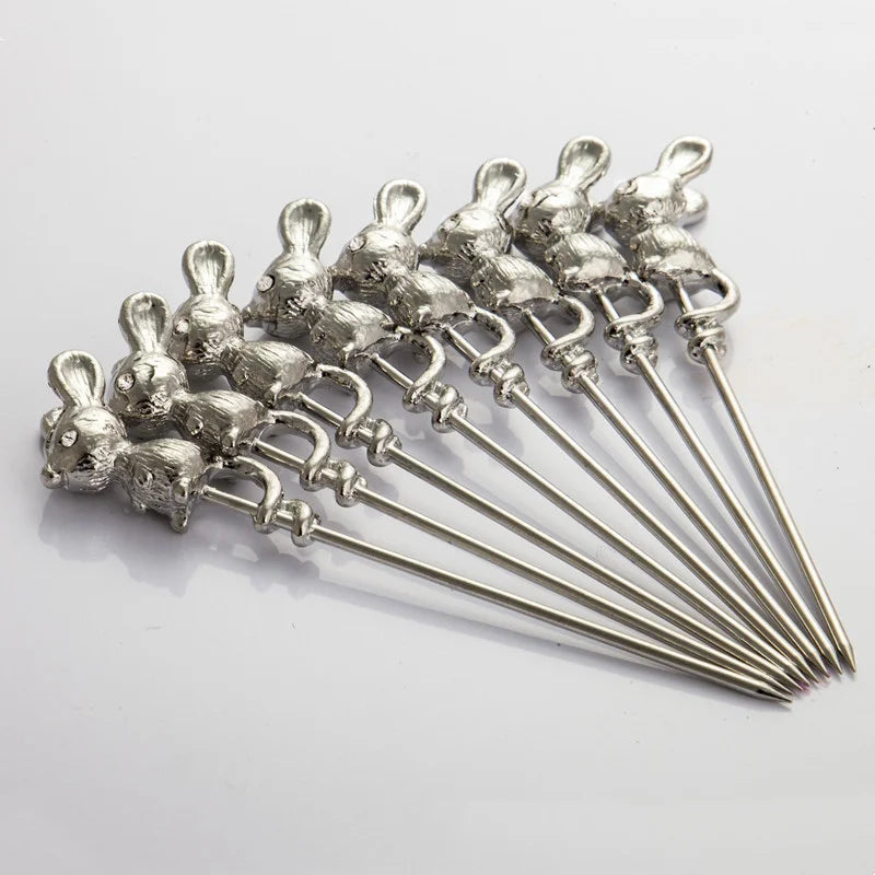 Stainless Steel Fruit And Cheese Picks With Base