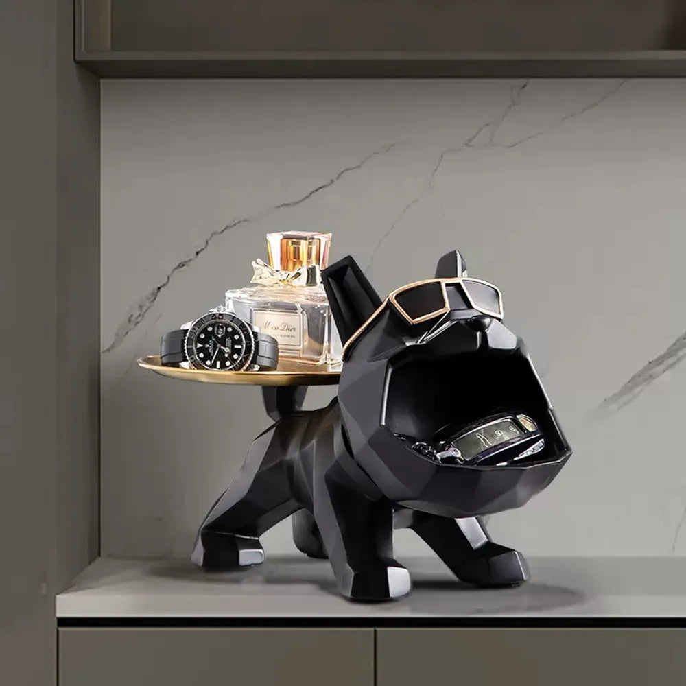 Geometric Bulldog Storage Bin And Tray