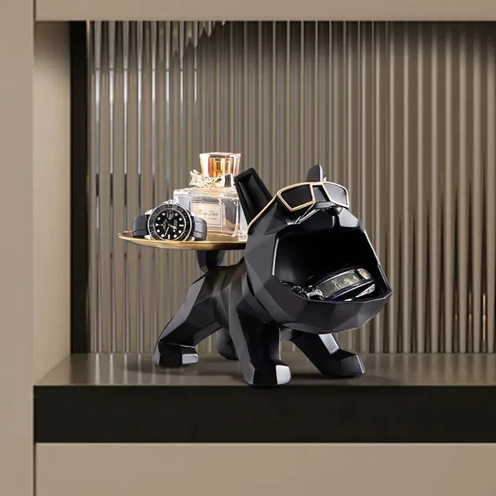 Geometric Bulldog Storage Bin And Tray