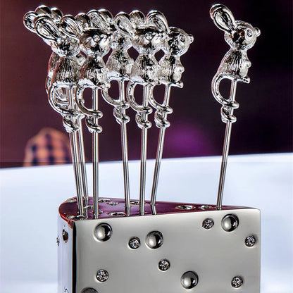 Stainless Steel Fruit And Cheese Picks With Base