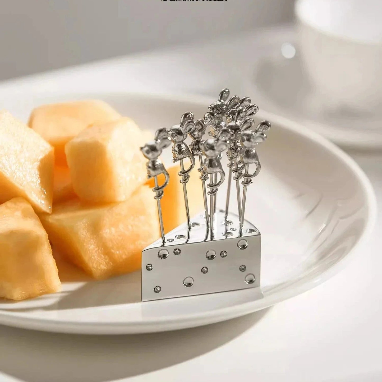 Stainless Steel Fruit And Cheese Picks With Base