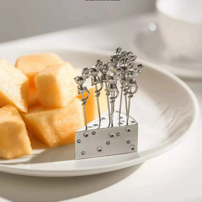 Stainless Steel Fruit And Cheese Picks With Base