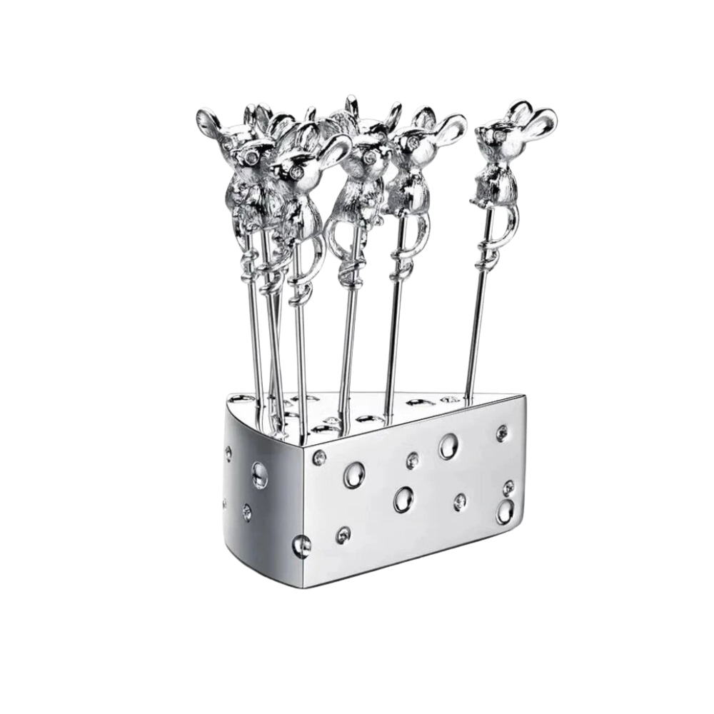 Stainless Steel Fruit And Cheese Picks With Base