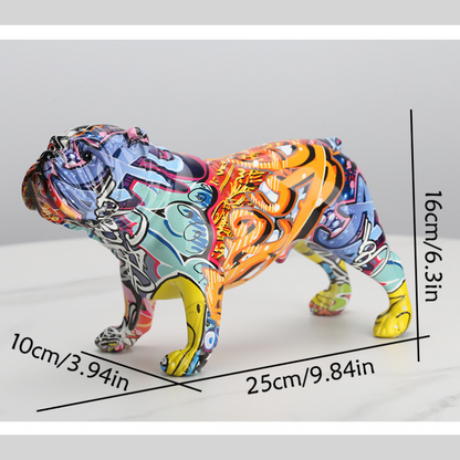 English Bulldog Graffiti Painted Statue