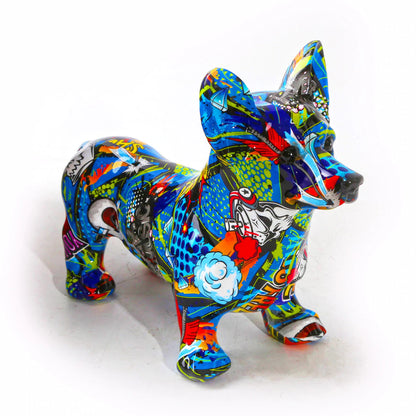 Corgi Graffiti Painted Statue