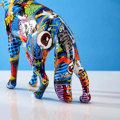 German Shepherd Graffiti Painted Statue