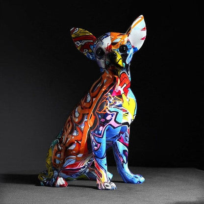 Chihuahua Graffiti Painted Statue