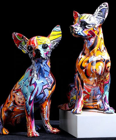 Chihuahua Graffiti Painted Statue